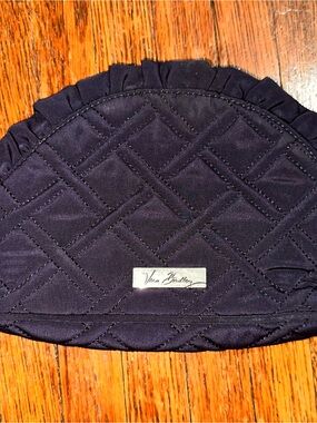 Vera Bradley Small Navy Ruffle Cosmetic Bag Travel Makeup Case